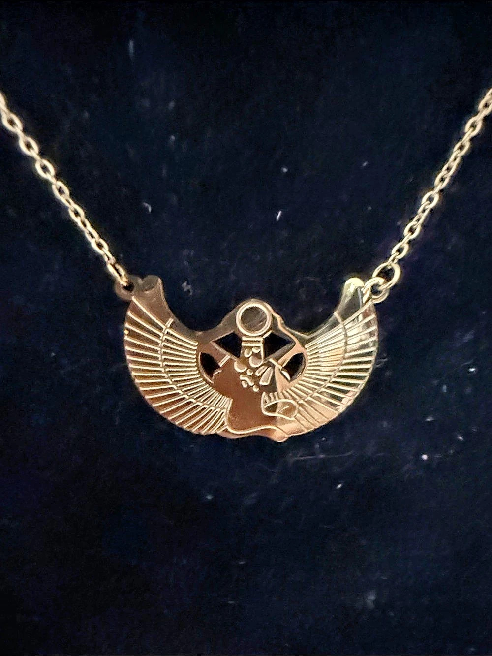 Isis 18k gold plated stainless steel Winged Pendant Necklace in Gold